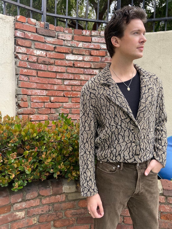 90s Vintage, Abstract, Leopard, Cropped Jacket