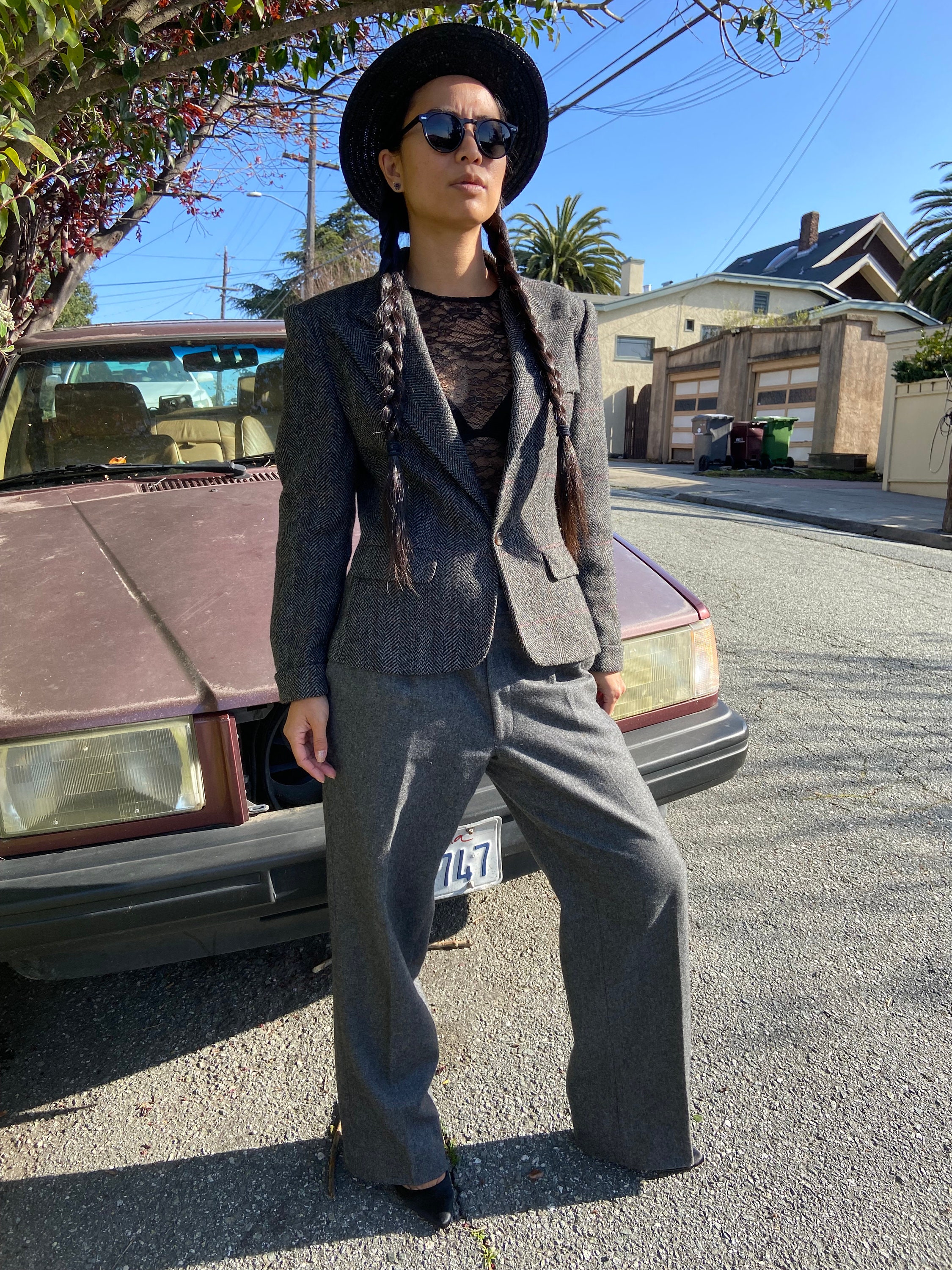 80s Vintage Yves Saint Laurent Trousers Warm Wool Pleated Pants Smart Suit Pants Loose Fit Bottoms Fall Fashion