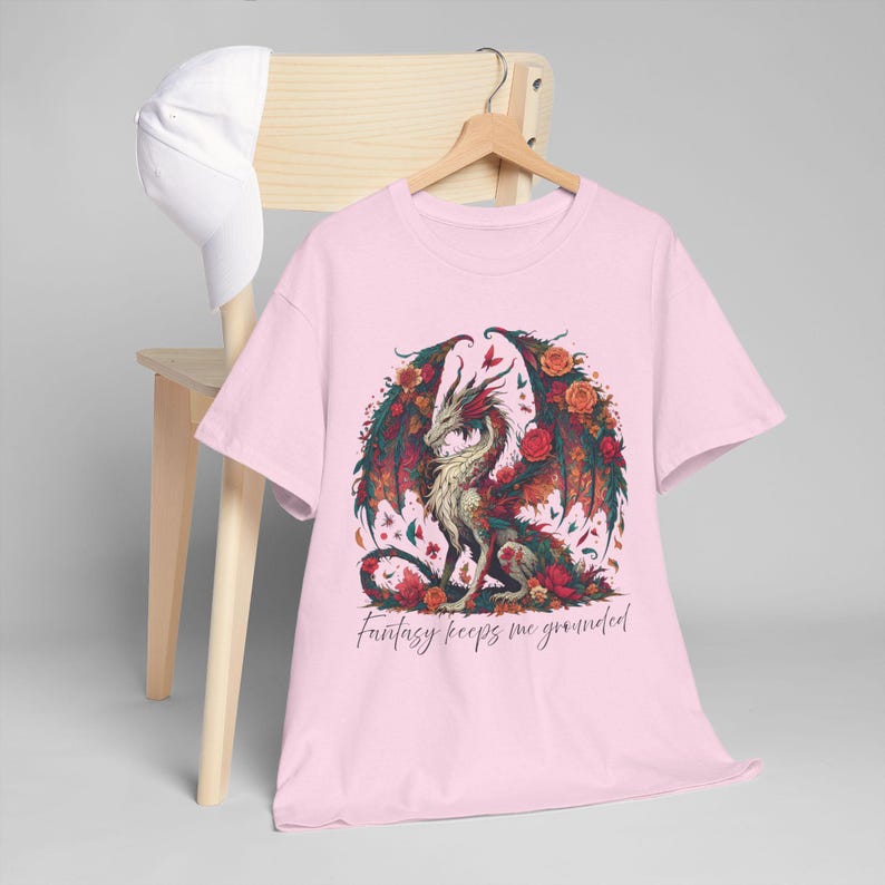 Dragon T-Shirt for Fantasy Book Lover, Unisex Heavy Cotton Tee, Fantasy Reader Shirt, Dragon Tee, Dragon Lover Gift image 9