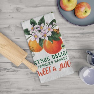 Citrus Print Tea Towel: Vintage Farmhouse Kitchen Decor
