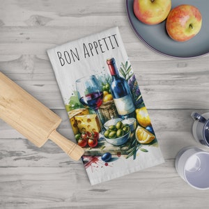 Bon Appetit Soft Tea Towel, Italian kitchen dishtowel, Italian kitchen home decor, gift for Italian home