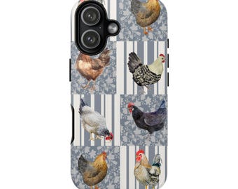 Custodia per telefono con motivo a pollo, arredamento in stile fattoria, regalo per gli amanti dei polli, graziosa custodia per telefono con animale, idea regalo unica