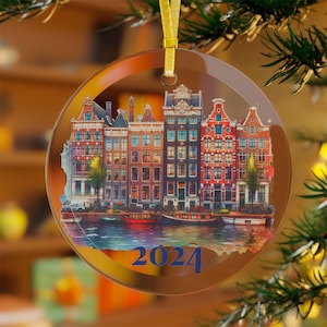 2024 ornaments, Amsterdam ornament, Canal house Dutch Christmas ornament, Christmas in Holland, Glass ornaments