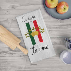 Italian Kitchen Soft Tea Towel, Cucina Italiana, kitchen towel with lemons