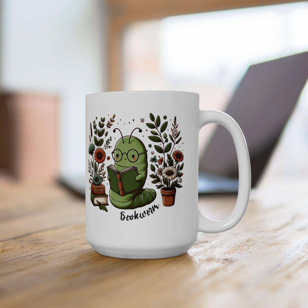 Bookworm Personalized 15oz Ceramic Mug, Gift for Lover of Reading ...
