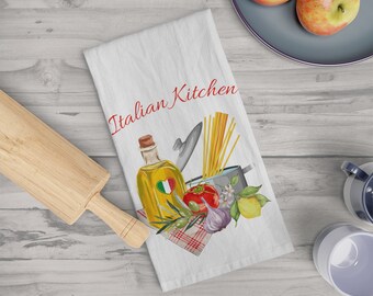 Torchon de cuisine italien, beau design italien pour votre cuisine, torchon décoratif avec une touche italienne. Cadeau de famille italien, torchon de cuisine