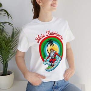 Mele Kalikimaka Surfing Santa shirt, Christmas shirts, Hawaiian Christmas, Coastal Christmas, Surfing Christmas shirt