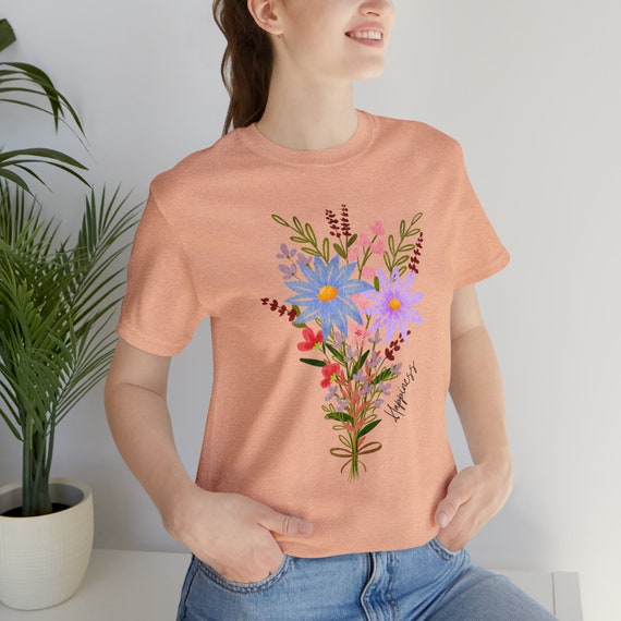 Happiness and Flowers Shirt, Unisex Jersey Short Sleeve Tee