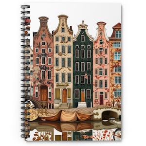 Journal Notebook, Amsterdam Canal House Small Journaling Notebook, Ruled Line, Travel Diary, Writing Journal, Gift for Writers, Dutch gift