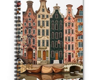 Journal Notebook, Amsterdam Canal House Small Journaling Notebook, Ruled Line, Travel Diary, Writing Journal, Gift for Writers, Dutch gift