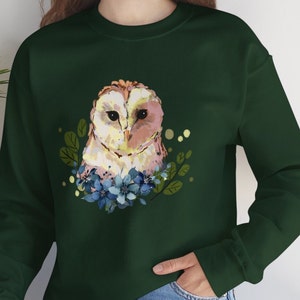 Blue flowers and Owl Sweatshirt, Owll sweater,  cottage core design, Gift for your Sweetheart. Anniversary gift