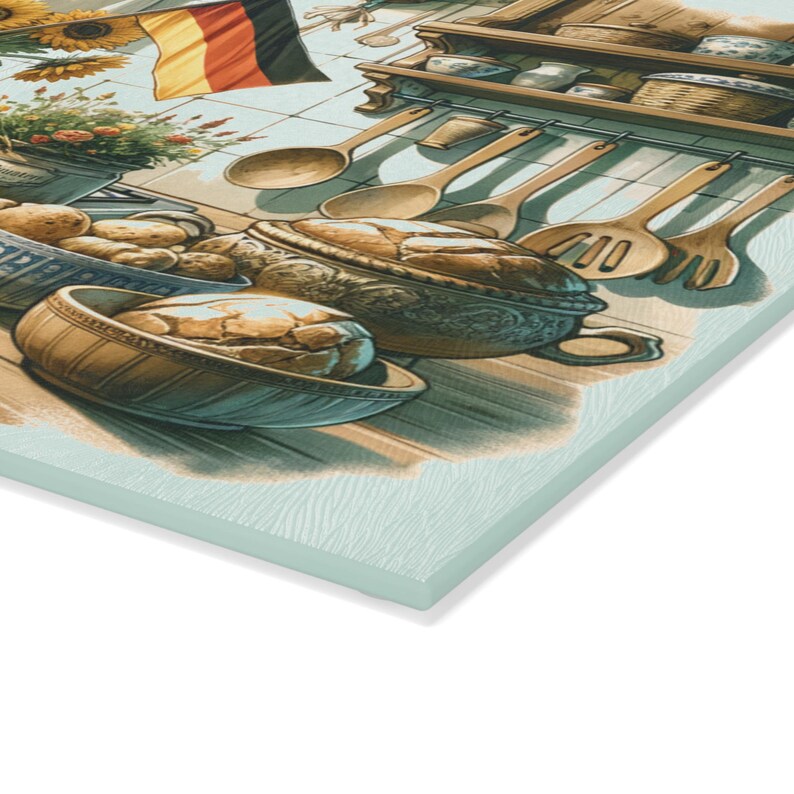 German Kitchen Cutting Board - German Heritage Gift, Glass Board, Decorative Kitchen Decor, Food Prep Surface, Unique Housewarming Present image 8