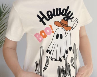 Howdy Boo Ghost T-Shirt, Western Halloween Tee, Spooky Season Shirt
