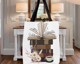 Academia Avid Reader Buch Tasche Tote, Cottage Core Kunsthandwerk Einkaufstasche, Schultasche, Geschenk für Buchliebhaber oder Bibliothekar.