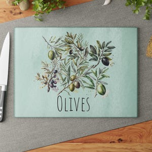 Glass Cutting Board, Olives kitchen decor,Cute cutting boards, Italian Kitchen, Tuscan inspired artwork, housewarming gift, new home gift,