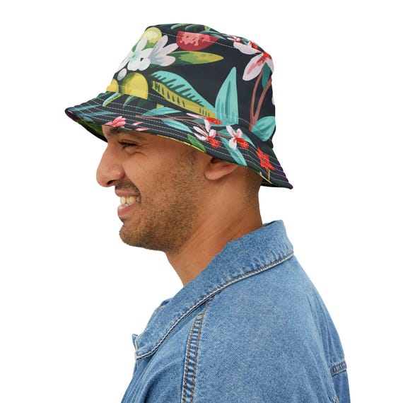 Jungle Print Bucket Hat (size S) Camo Palm Print Bucket Hat - Jungle | James Perse Los Angeles main image 4