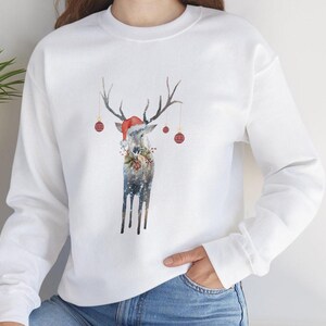 Sweat-shirt de Noël, sweat-shirt père Noël cerf, pull cerf de Noël, pull père Noël cerf, sweat-shirt des fêtes, fête de Noël, cadeau cerf