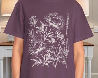Vintage Pressed Flowers T-Shirt: Boho Cottagecore Botanical Tee