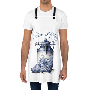Dutch Kitchen Apron, Delft blue design, Great gift for the Dutchy in your life. gift for cook, Dutch mom or grandma gift
