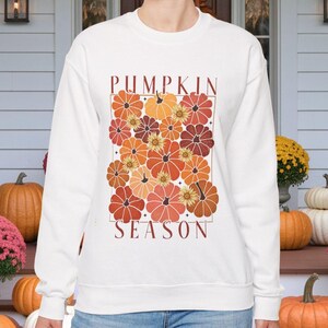 Fall Floral Pumpkin Season Sweatshirt | Cottagecore Cozy Autumn Sweaters, Pumpkin Spice Lover Gift, Cute Floral Apparel, Seasonal
