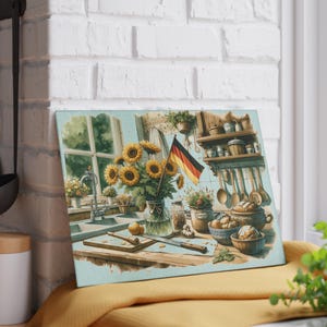 German Kitchen Cutting Board - German Heritage Gift, Glass Board, Decorative Kitchen Decor, Food Prep Surface, Unique Housewarming Present image 4