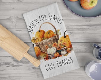 Thanksgiving theedoek, Thanksgiving keukencadeau, vakantie theedoeken, pompoenen theedoek, dank theedoek, herfst keukenhanddoek