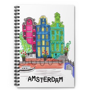 Spiral Notebook, Amsterdam Small Journaling Notebook, Ruled Line, Travel Diary, Writing Journal, Gift for Writers, Dutch Souvenir