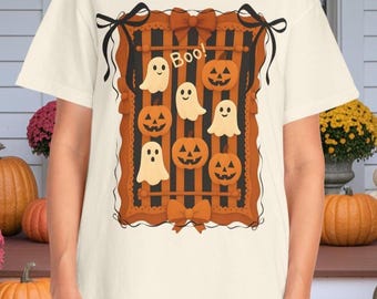 Camiseta de fantasmas de Halloween: lazos coquetos y diseño de calabaza