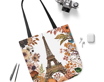 Canvas Tote Bag - Beautiful Paris Tote, Eiffel Tower Market Bag, Stylish France Shoulder Bag, Travel Theme Handbag, French Chic Shopping