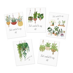 Lindas tarjetas de felicitación con múltiples diseños de plantas de interior (paquete de 5), ¡por amor a las plantas! Todas las tarjetas de ocasión, en blanco por dentro. Sólo quería decir hola.