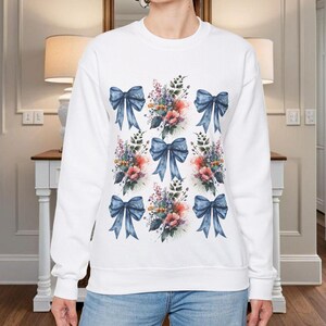 Chinoiserie Coquette Floral Sweatshirt, Cottage Core Sweater, Gift for Gardener, Gift for Her, Unisex Heavy Blend Crewneck Sweatshirt