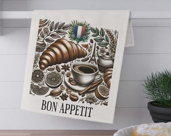 Parisian French Tea Towel, Cotton Kitchen Dish Towel, Parisian Gift for Chefs, French Home Decor, Eiffel Tower Tea Towel, French Cuisine
