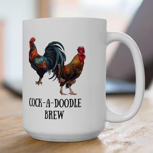 Rooster Ceramic Mug, (15oz) - Colorful Rooster Coffee or Tea Mug, Ceramic Rooster Mug for Hot Beverages, Rooster Gift. Rooster kitchen.