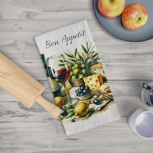 Bon Appetit Soft Tea Towel, Italian kitchen dishtowel, Italian kitchen home decor, gift for Italian home