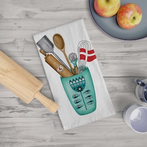 Danish Kitchen Soft Geschirrtuch, wunderschönes dänisches Design mit Flagge von Dänemark. Dekoratives Geschenk. Großes Handtuch aus Baumwolle