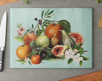 Beautiful Cutting Board, Mediterranean Kitchen Decor, Elegant Housewarming Gift, Glass Chopping Board, Decorative Serving Platter, Unique