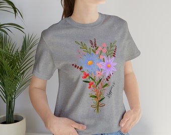 Happiness and Flowers Shirt, Unisex Jersey Short Sleeve Tee