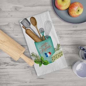 French kitchen Soft Tea Towel, Made in France kitchen dish towel, French Country Kitchen large cotton towel.