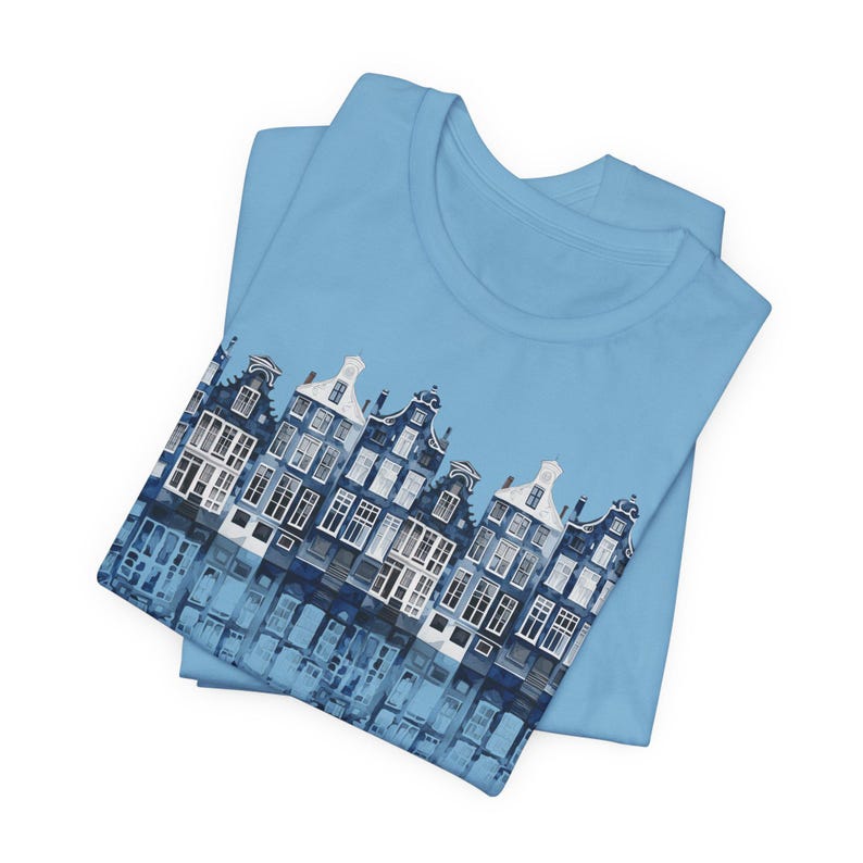 Amsterdam Canal Shirt Holland Tshirt Dutch Heritage Travel Gift Unisex Apparel Delft Blue Tees Houses Architecture Design Netherlands image 10