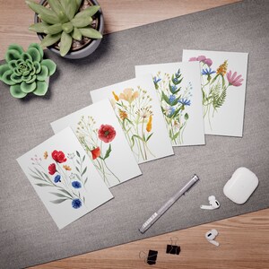 Biglietti d'auguri per giardino fiorito multi-design (confezione da 5) - Interno vuoto multi-design, biglietti per ogni occasione
