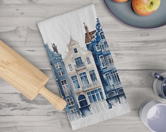 Canal House Soft Tea Towel, Dutch houses, Delft, Amsterdam, Holland kitchen towel, Dutch kitchen decor