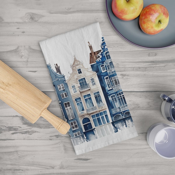 Canal House Soft Tea Towel, Dutch houses, Delft, Amsterdam, Holland kitchen towel, Dutch kitchen decor