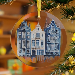 Amsterdam ornament, Canal house Dutch Christmas ornament, Christmas in Holland, Glass ornaments, Holland gift idea.