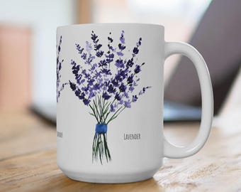 Lavender Ceramic Mug, Floral Coffee Cup for Tea Lovers, Mother's Day Gift, Relaxing Home Decor, Nature Inspired