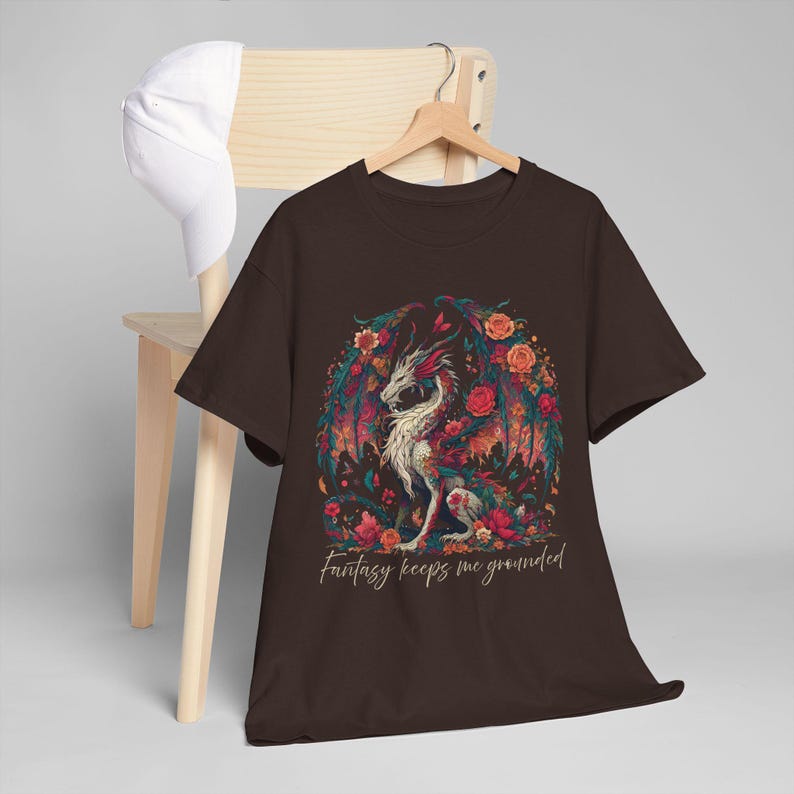 Dragon T-Shirt for Fantasy Book Lover, Unisex Heavy Cotton Tee, Fantasy Reader Shirt, Dragon Tee, Dragon Lover Gift image 6
