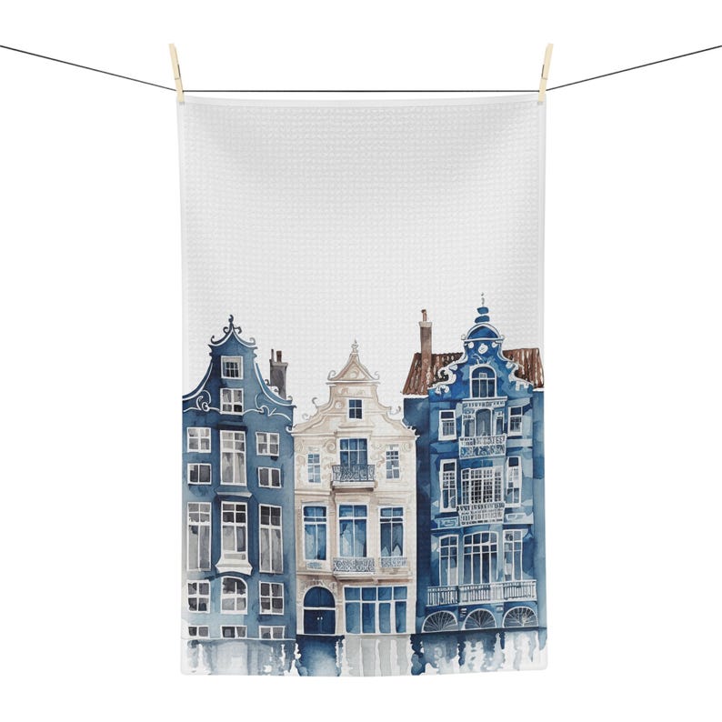 LawrencegiftDesigns Delft Canal House Tea Towel