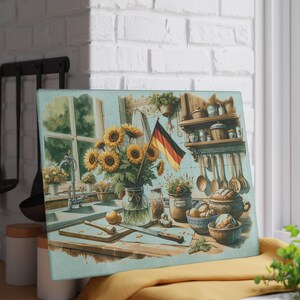 German Kitchen Cutting Board - German Heritage Gift, Glass Board, Decorative Kitchen Decor, Food Prep Surface, Unique Housewarming Present image 5