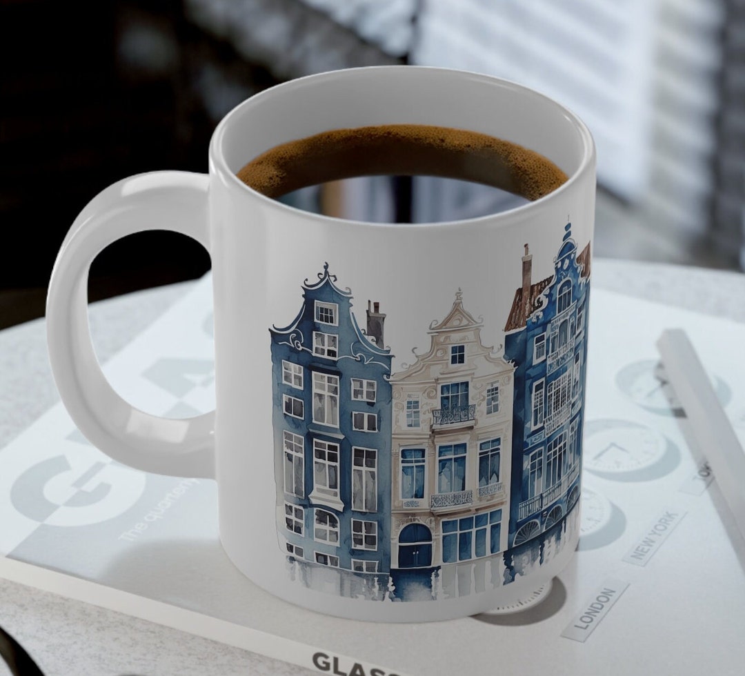 Delft Blue Canal House Jumbo Mug, 20oz. Amsterdam Coffee Mug, Perfect ...
