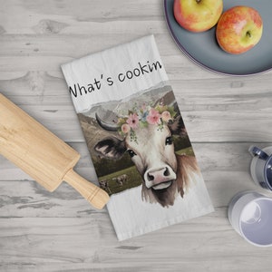 Cow Kitchen Tea Towel, Beautiful cow kitchen towel, Cow dishtowel, Cow gift, Cow home decor, Cow kitchen decor, Farmhouse, country kitchen