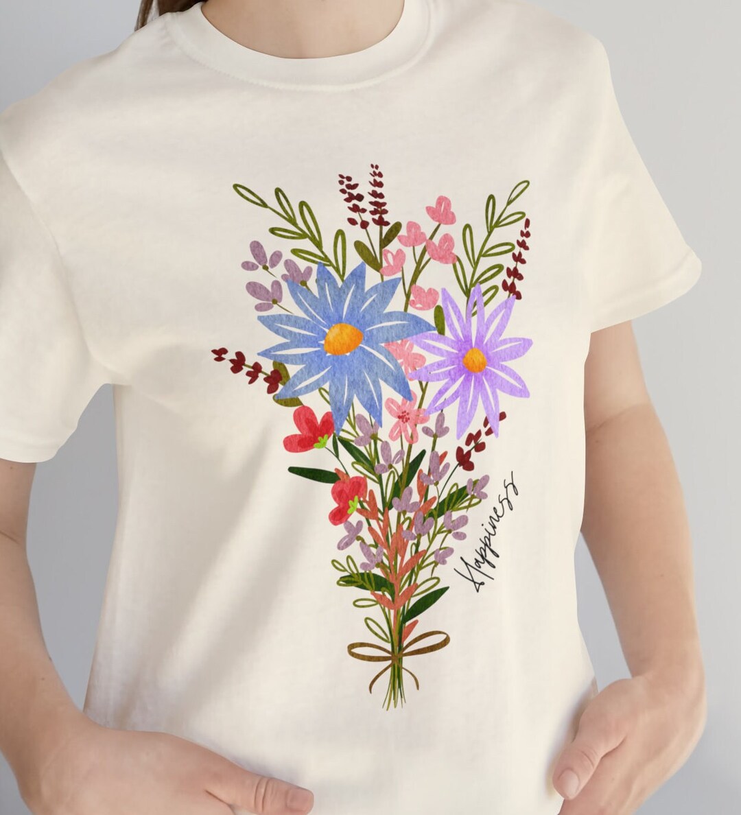 Happiness and Flowers Shirt, Unisex Jersey Short Sleeve Tee